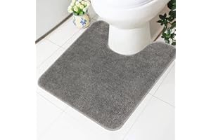 Famibay WC Vorleger mit Ausschnitt WC Teppich Badematte rutschfest Waschbar Weich Vorleger Toilette Saugfähig Badematte Stand WC Mikrofaser Badezimmerteppich Flauschig für WC