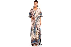 Looking Glam New Ladies Oversized Maxi Kimono Kaftan Tunic Kaftan Dress Free Size