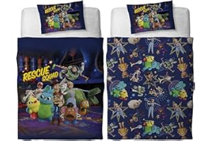 Toy Story 4 Junior Duvet Cover Set – Rescue Squad Design | Reversible Kids Bedding with Pillowcase | Features Woody, Buzz Lightyear, Forky, Ducky, Bunny & Duke Caboom