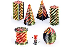 dikale 6 Packungen Spirale Fidget Kegel 3D gedruckt Spielzeug Set, Flexible Pyramide Passthrough für Stressabbau, Kinder Erwachsene Schreibtisch Spielzeug, Schwarz & Cyan Gold + Gold & Rot
