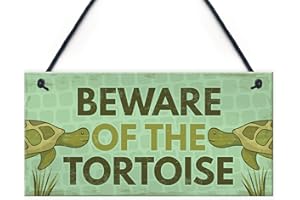 RED OCEAN Funny BEWARE of the Tortoise Accessories Pet Turtle Reptile Gifts Hanging Door Tank Sign Home Decor Garden Plaque