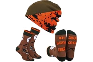 Jadive Regalos para Cazador Gorro de Punto de Ciervo Calcetines Sombrero de Invierno Accesorio de Caza
