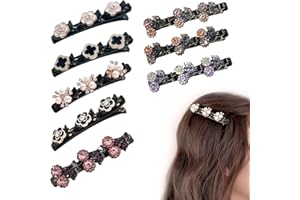 YQSIBTH Sparkling Crystal Stone Braided Hair Clips, 8 PCS Multi Clip Hair Barrette for Womens Girls, Elegant Hair Styling Clips, Shiny Rhinestone Hair Clips, Easily Braided Hair Clips 9.5 cm Cherries and Pear