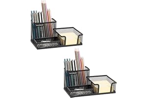 Mind Reader Organizer da scrivania, portapenne, cestino con clip, per ufficio, rete metallica, 20,5 cm di lunghezza x 10,5 cm di larghezza x 10 cm di altezza, nero