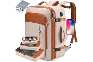 Lumesner Handgepäck-Rucksack, extra groß, 40 l, Flugzugelassen, Reiserucksack für Männer und Frauen, erweiterbar, großer Koffer-Rucksack mit 4 Packwürfeln