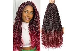 DXDIXIU Goddess Box Braids Crochet Hair 8 opakowań z kręconymi końcówkami, Pre Looped Boho Water Wave Crochet Hair Deep Wavy Ends Gogo Curl Crochet Hair with Jerry Curly Extensions for Black Women (TBUG#, 45