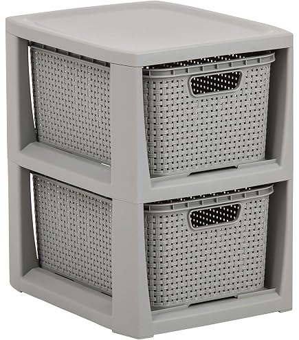 Acan Tradineur Rin Rattan Commode de rangement 4 tiroirs en plastique effet osier 61,5 x 36,5 x 36,5 cm Tour de rangement multi-usages Ivoire Acan Tradineur Rin Rattan Commode de rangement 4 tiroirs en plastique effet osier 61,5 x 36,5 x 36,5 cm Tour de rangement multi-usages Ivoire
