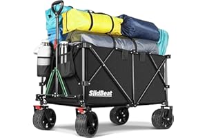 ‎SLIDBEAT SLIDBEAT XXXL Bollerwagen Faltbar 300L 226KG, Große Räder Bollerwagen Klappbar aus Vier Richtungen, Faltbarer Bollerwagen mit Verstellbarem Griff Für Strand Garten Camping Shopping Transport Trolley