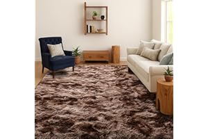 SOANNY Tappeto Soggiorno a Pelo Lungo, Lavabile, Antiscivolo e Morbido, Tie-Dye Shaggy per Camera da Letto e Bambini, Scendiletto, 160x230 cm, Marrone