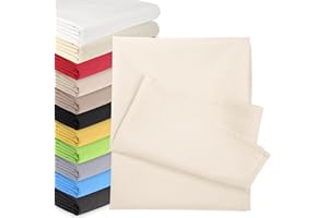 QOOLTEX Bettlaken OHNE Gummizug 90 x 200 cm Creme (85% Baumwolle 15% Poly) Betttuch Glatte Betttücher Baumwolle Laken Haustuch Leintuch