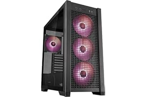 ASUS TUF Gaming GT302 ARGB ATX - Caja de Ordenador Gaming con Cuatro Ventiladores ARGB de 140 x 28 mm, Cristal Templado Intercambiable y Panel Lateral de Malla, diseño de Conectores Ocultos - Negro