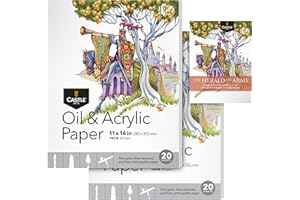 Castle Art Supplies Bloc de papel acrílico y óleo de 11 x 14 pulgadas, paquete de 2, 20 hojas cada una, grosor óptimo (350 g/m², grano fino, textura de lino, calidad de artista (11 x 14, 2 unidades)