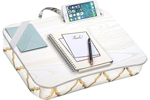 LAPGEAR Designer Lap Desk with Phone Holder and Device Ledge - Gold Quatrefoil - Fits up to 15.6 Inch Laptops - Style No. 45416