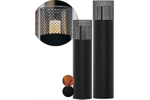 Bentson Windlichtsäule Anthrazit Design I 2er Set I Deko-Säule für Garten im Industrial Design I Garten Windlicht für draußen und drinnen I Laterne inklusive Kerzen I Orientalisch I 95cm + 75cm