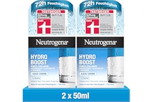‎NEUTROGENA Neutrogena Hydro Boost Aqua Creme, Testsieger, parfümfreie Gesichtscreme mit Hyaluronsäure, Aminosäuren, Elektrolyten & Ceramiden, intensive Gesichtspflege für glatte & geschmeidige Haut (2x50 ml)