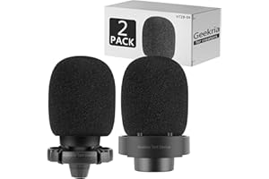 GEEKRIA for Creators Foam Windscreen Compatible with FIFINE AmpliGame A6, A6V, A6T, A8 Microphone Antipop Foam Cover, Mic Wind Cover, Sponge Foam Filter (Black / 2 Pack)