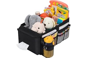 SMOF Organisateur de Voiture- Boîte de organisateur voiture enfant avec Porte-Gobeletsde, Multipurpose Poches, Pliables Organisateur Voiture Siege Avant Rangement Voiture pour Jouets, collations, livres