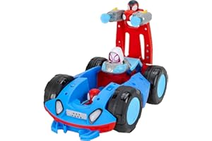 JAZWARES Marvel Spidey and His Amazing Friends Team Spidey Flip and Reveal Cruiser - Vehículo de Doble Cara de 11 Pulgadas con Luces, Sonidos y lanzadores de explosión de Red