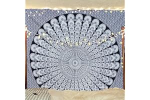 Bless International Arazzo da appendere alla parete, fatto a mano, indiano, hippie, bohémien, psichedelico, pavone, psichedelico, da appendere alla parete, per dormitorio universitario, spiaggia,