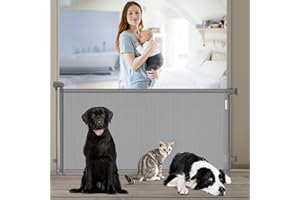 CTYVIOR Retractable Stair Gate For Babies and Pets,Autolock Retractable Safety Gate,One Handed Operation,Extends up to 55" Wide,33" Tall,Baby Gate For Outdoor/Stairs/Doorways/Hallways