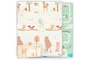 LulluLab Tappeto Gioco Bambini Neonati Pieghevole, reversibile, impermeabile. 180 x 150 x 1. in Schiuma Per Bimbi. Per la Camera del Bambino o della Bambina.
