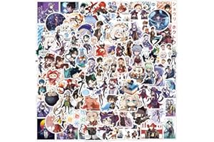 TACOMEXI Genshin Impact zestaw naklejek winylowych, 100 sztuk, naklejki anime na butelki z wodą, laptop, deskorolkę, notebook, prezent dla dorosłych, dzieci, nastolatków