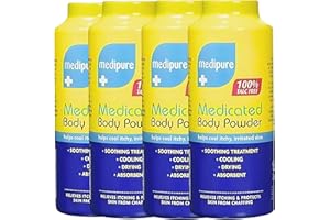 LAVISHLY 4X Medipure Medicated Body Powder 200g Talc Free Soothing Cooling Relief for Itching Chafing and Irritation with Menthol Aloe Camphor Super Absorbent Daily Skin Comfort Formula