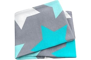 ‎WOLLHUHN Wollhuhn ÖKO Jungen/Mädchen Cooles Elastisches Stirnband/Haarband Bequem Jersey Baumwolle Viele Motive Kinder (Big Stars Grau/Mint)