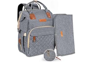 ALTORICO Sac à Dos à Langer Grande Capacité - Matelas à langer, Sac à Langer bébé Sac de Maternité Portable Imperméable Sac de Voyage bébé avec Porte tétine et 2 Crochet de Poussette pour Maman ou Papa