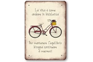 Dorothy Spring La Vita è Come Andare in Bicicletta Targhetta in Metallo Placca Decorativa per Casa Segno Ispiratore Decorativo Idea Regalo 14cm x20cm