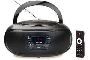 Grouptronics Small Portable CD Player For Home With Speakers – Boombox Mains Or Battery Powered, FM Radio, Supports MP3 Audio Books & Music, Compact & Easy To Use - With USB & AUX IN - GTCDR-501