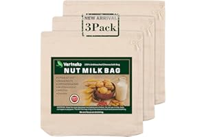 VERTNEKO Nut Milk Bag Reusable, 3 Pack 12" x 12" All Natural Cheesecloth Bags, 100% Unbleached Cotton Cloth Bags Strainer for Straining Almond/Soy Milk Greek Yogurt Cold Brew Coffee Tea Beer Juice Cheese Cloth