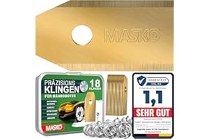 MASKO® Ersatzmesser Klingen für Mähroboter | Rasenmäher Messer universal inkl. innovativen Schrauben | Ersatzklingen Rasenroboter langlebig Titan-Beschichtung Kompatibel mit Gardena/Husqvarna 18 Stück