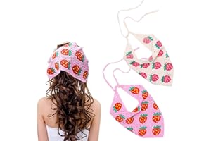 WLLHYF 2 szt. kwiatowa szydełkowa bandana truskawka dekoracja opaska na głowę urocze akcesoria do włosów vintage chustka na głowę dla kobiet dziewcząt fryzury hipisowska dekoracja