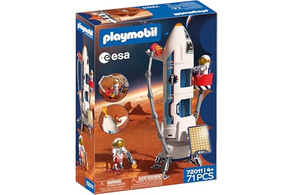 Playmobil Space Fusée de Recherche martienne de l'ESA, Fusée modulaire avec Rampe de Lancement et 2 astronautes, Jeu Spatial de Haute qualité, À partir de 4 Ans, 72011