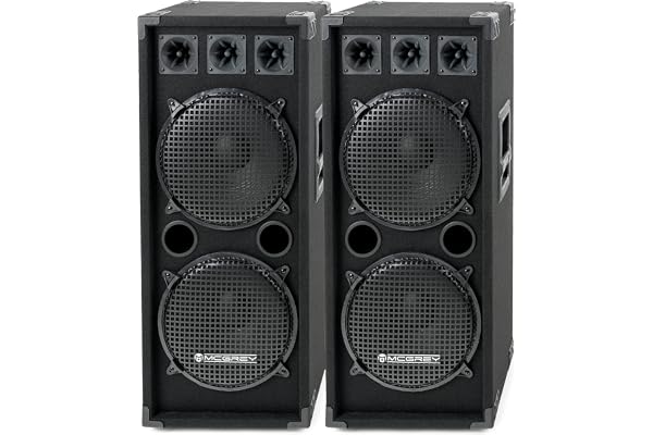 McGrey Paire DJ-2222 Enceintes DJ PA à 2 Niveaux 2X 30cm (12") Subwoofer 2000W (Passif, Système 2 Voies, Boîtier Bois)