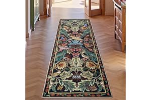 TUKDAK Hallway Runner Rugs Dark Blue 60×180cm, Birds Kitchen Carpet Runner with non-slip Rubber backing, Washable Long Hall Carpet Floor Mat for Entryway Bedroom Laundry Living Room Non Shedding