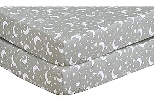 INDUS TEXTILES 100% Egyptian Cotton Cot Bed Fitted Sheet Thread Count 200 2 Pack - Moon Grey - 60 x 120 cm