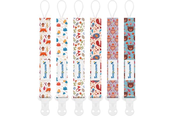 Smlpuame Attaché Tétine pour Bébé - Lot de 6 Pièces, Attache Sucette Multicolore, Accroche Tétine pour Bébé Garçon et Fille(Animal)