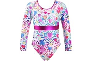 Mufeng Justaucorps Danse Fille Gymnastique Fille Manches Longues Leotard Costume Patinage Artistique Dos Nu Sport Danse Imprimé Licorne 3-14 Ans