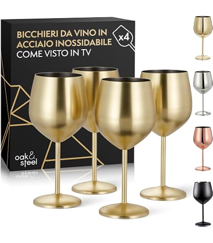 Set 6 Bicchieri Da Vino Universali Imperial Con Bordo Dorato - Cristallo Senza Piombo, 300 Ml, Altezza 23,9 Cm