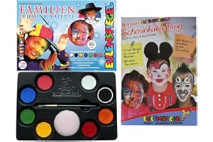‎EULENSPIEGEL Eulenspiegel 208014 - Familien Schmink-Palette, 8 Profi-Aqua Farben, 1 Schwamm, 1 Pinsel, 1 Schminkanleitung
