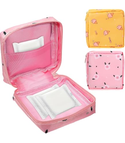 Produktbild von 2 Stück Tampon-Binden-Aufbewahrungstasche – 13x13x4 Cm, Wasserdichtes Canvas, Mit Reißverschluss, Für Frauen