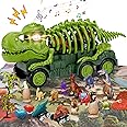 TALGIC Dinosaur Truck Playset with Light and Sound, 8 Dino Figures and Activity Mat for Boys 3-5 Years, Includes Trees, Eggs, Monster Truck Toy for Kids' Pretend Play, Popular Easter Gift for Kids