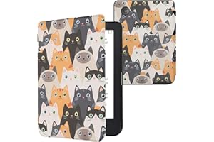 kwmobile Étui Compatible avec Kobo Clara 2E Coque - Étui à Rabat magnétique Tablette eReader Similicuir - Orange-Noir-Blanc