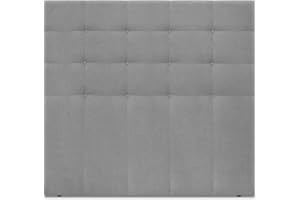 DHOME Cabecero, Cabezales de Cama Capitoné hasta el Suelo. Cabezal tapizado ACUALINE Tela y Polipiel. Cabeceros de Cama Matrimonio e Individual (Tela Gris, 145cm (Camas 120/135/140))