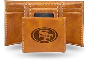 Rico Industries NFL Laser Engraved Tri-Fold Wallet, Brown