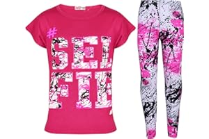 A2Z 4 Kids Mädchen Tops Kinder #Selfie Spritzer Druck T Shirt Oberteile & Mode Spritzer Druck Leggings Setzen Neu Alter 5 6 7 8 9 10 11 12 13 Jahre