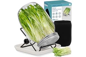 HEFTMAN Seed Sprouting Jar Kit - Microgreens Growing Kit Mason Sprouting Jar with Mesh Lid, Sprouting Tray, Stand, Shading Cloth & Brush - Broccoli, Mung Beans, Alfalfa, Bean Sprouter Kit