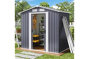 Xbro Capanno per Attrezzi in Metallo 2.33㎡, Casetta da Giardino da Esterno con Tetto Spiovente e Porta Scorrevole, Casetta per Attrezzi con Serratura e Guanti, 184x119x186 cm